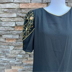 I. Magnin Vintage Black Gold Dress